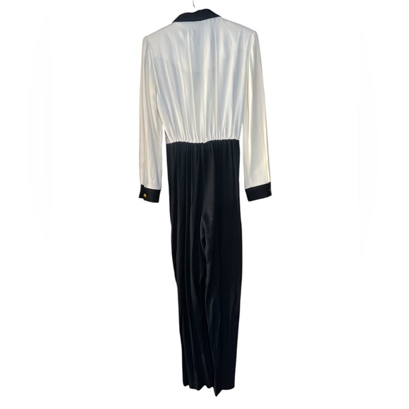 Vintage 80’s Horsebit Collared Black/White Jumpsuit Size 4 - Picture 3 of 6